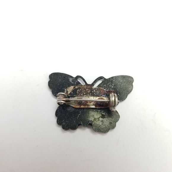 Vintage Little Green Enamel Butterfly Brooch, Unique Design, Retro Estate - Picture 4 of 5